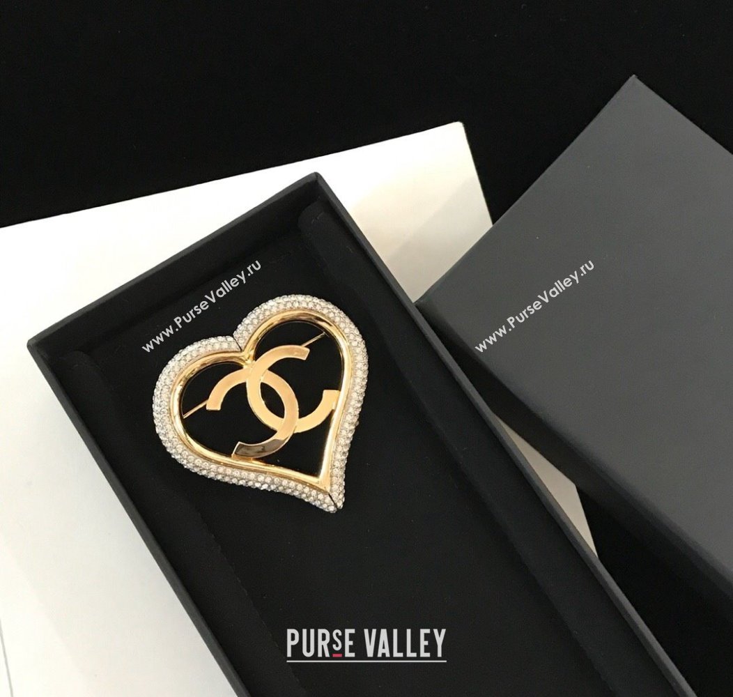 Chanel Strass Heart Brooch Clear 2024 1126 (YF-241126037)