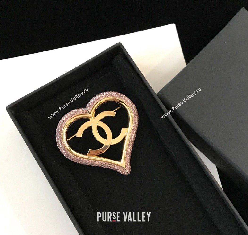 Chanel Strass Heart Brooch Pink 2024 1126 (YF-241126038)