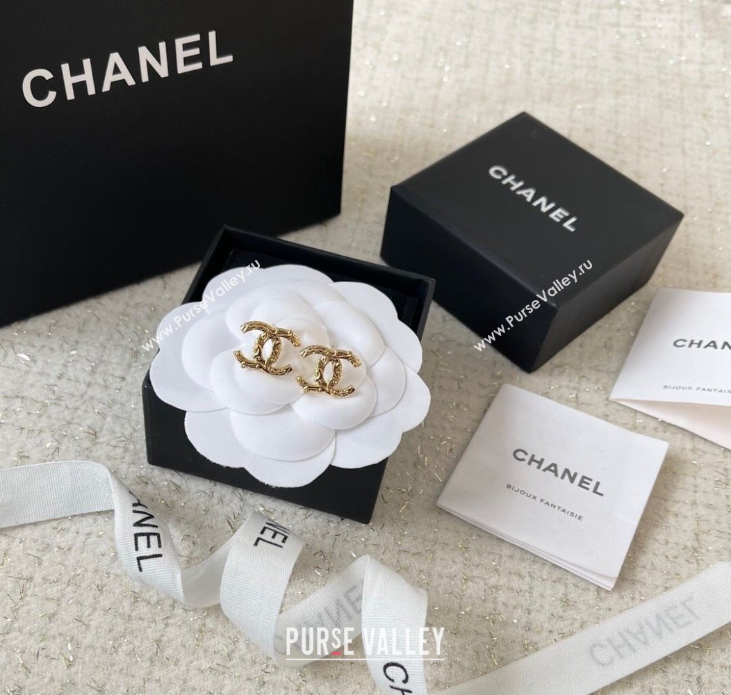 Chanel CC Stud Earrings Gold 2024 1127 08 (YF-241127008)