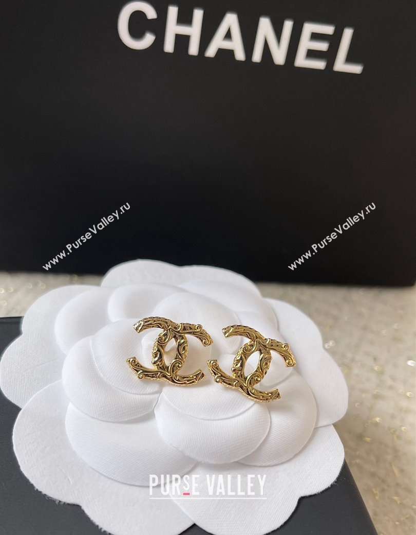 Chanel CC Stud Earrings Gold 2024 1127 08 (YF-241127008)