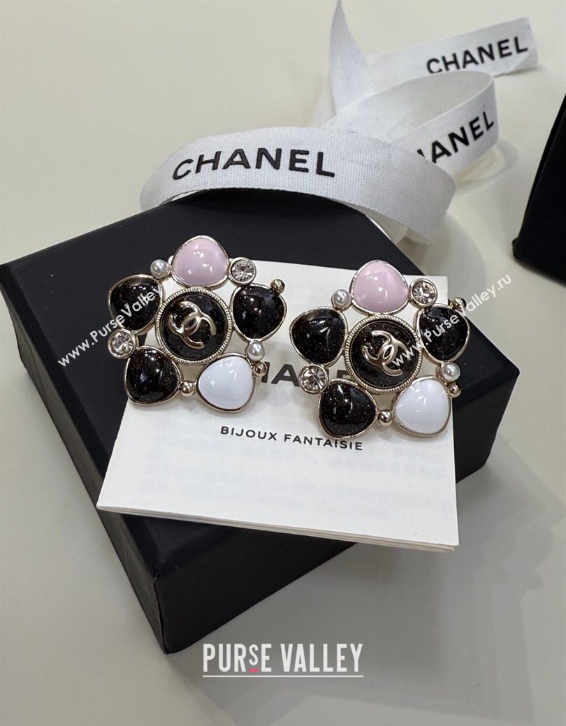 Chanel Stone Bloom Studs Earrings Black 2026 CH010805 (YF-260109102)
