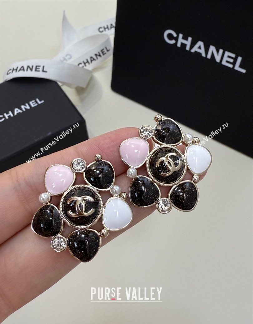 Chanel Stone Bloom Studs Earrings Black 2026 CH010805 (YF-260109102)