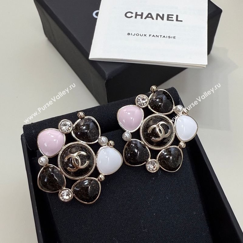Chanel Stone Bloom Studs Earrings Black 2026 CH010805 (YF-260109102)
