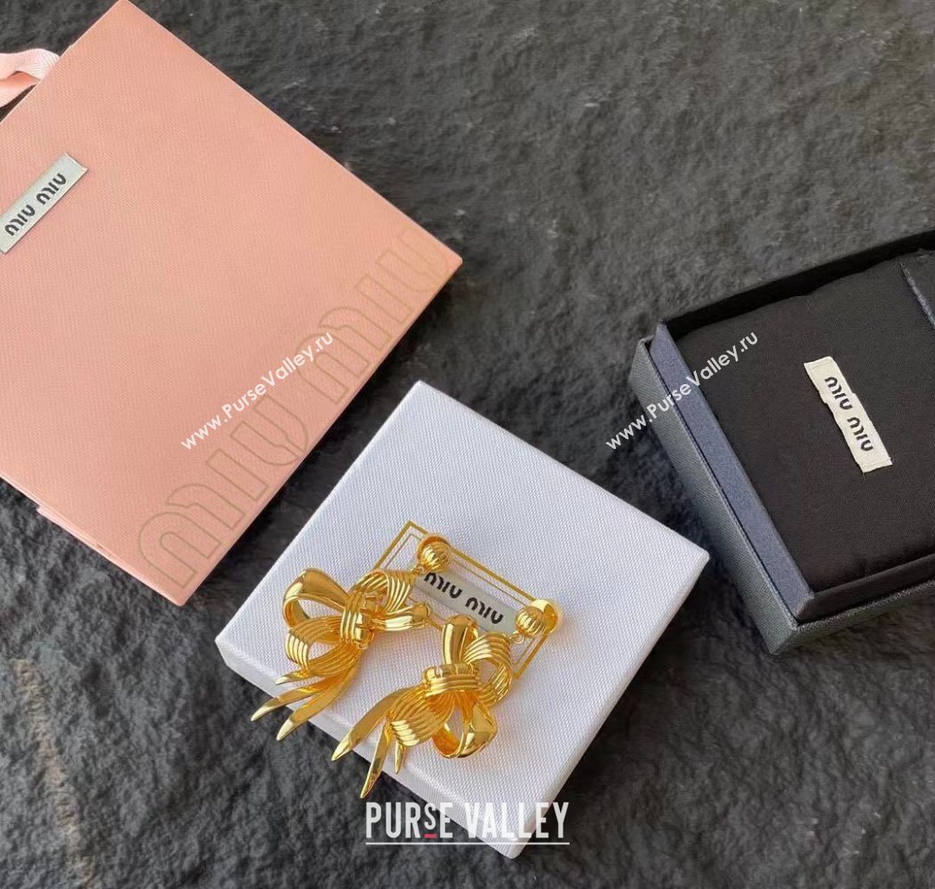 Miu Miu Bow Earrings Gold 2025 MM010808 (YF-260108090)