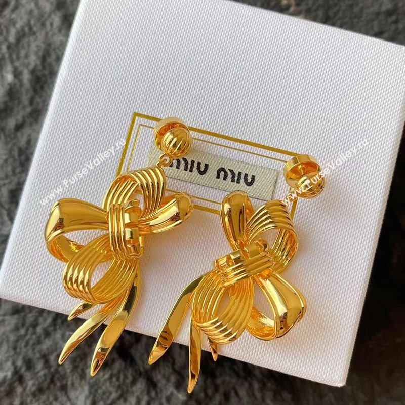 Miu Miu Bow Earrings Gold 2025 MM010808 (YF-260108090)