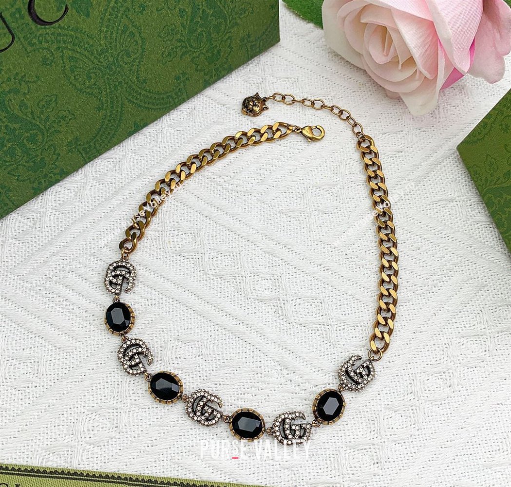 Gucci GG Stone Short Necklace Black 2026 GG010701 (YF-260110050)