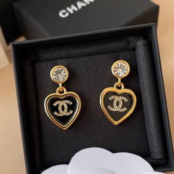 Chanel Heart Short Earrings Black 2026 0108 (YF-260108122)