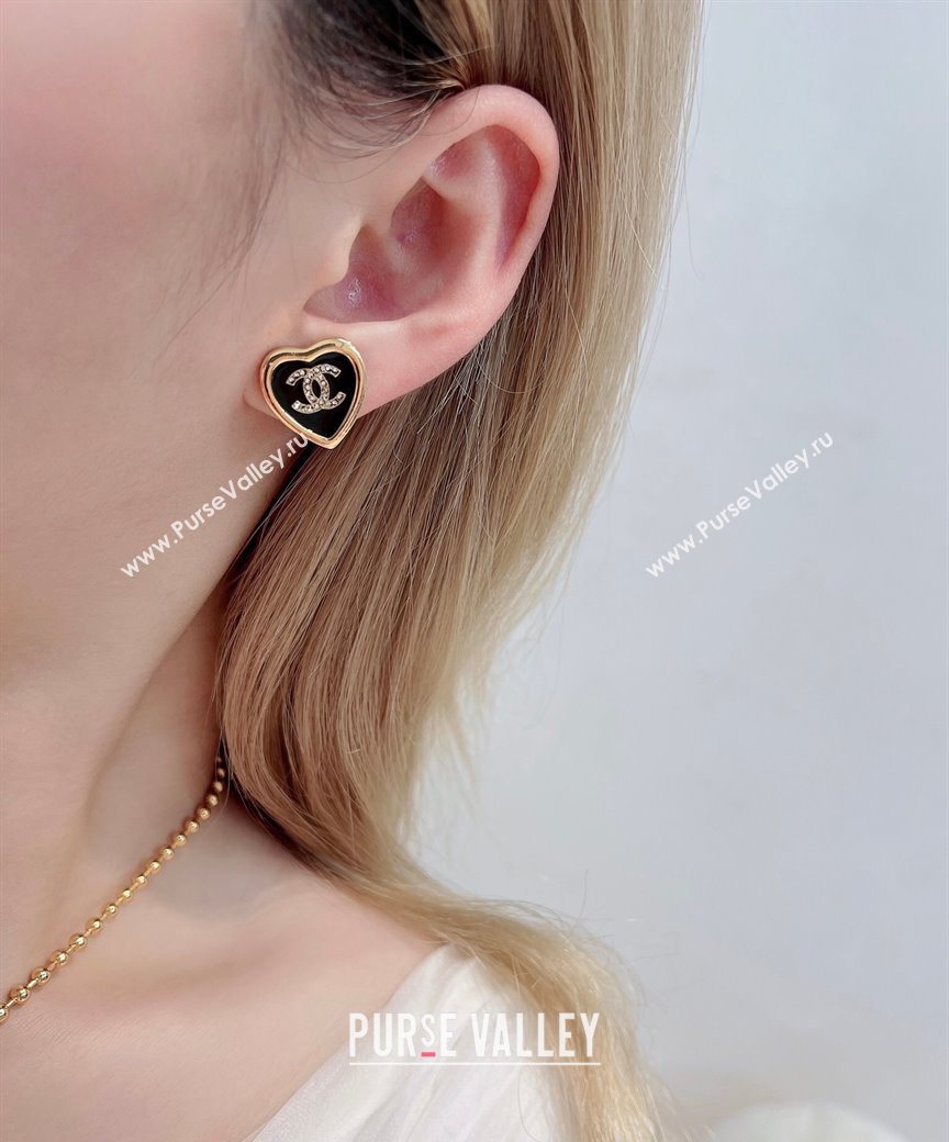 Chanel Heart Studs Earrings Black 2026 0108 (YF-260108123)
