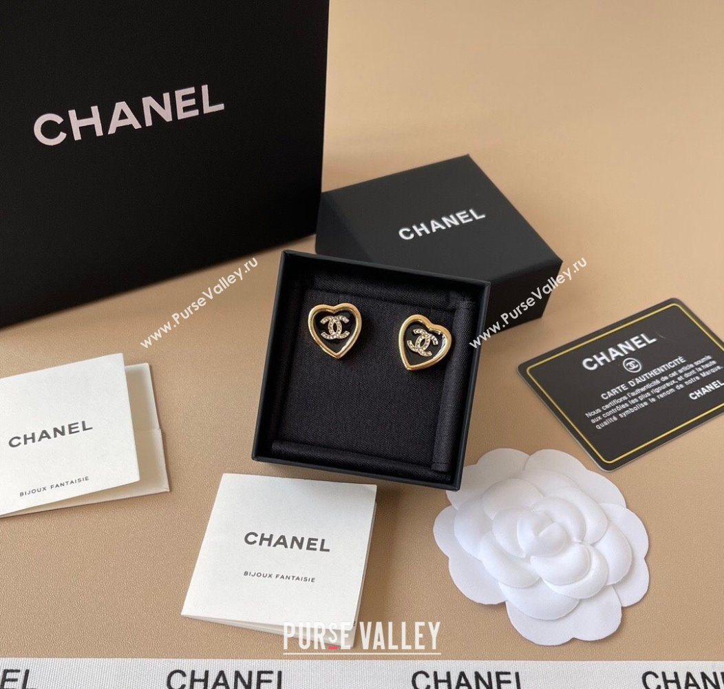 Chanel Heart Studs Earrings Black 2026 0108 (YF-260108123)