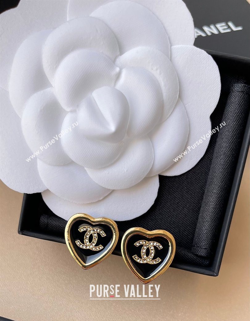 Chanel Heart Studs Earrings Black 2026 0108 (YF-260108123)