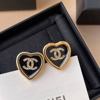 Chanel Heart Studs Earrings Black 2026 0108 (YF-260108123)