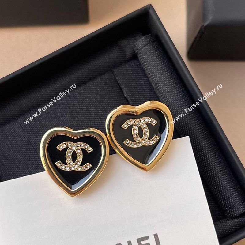 Chanel Heart Studs Earrings Black 2026 0108 (YF-260108123)