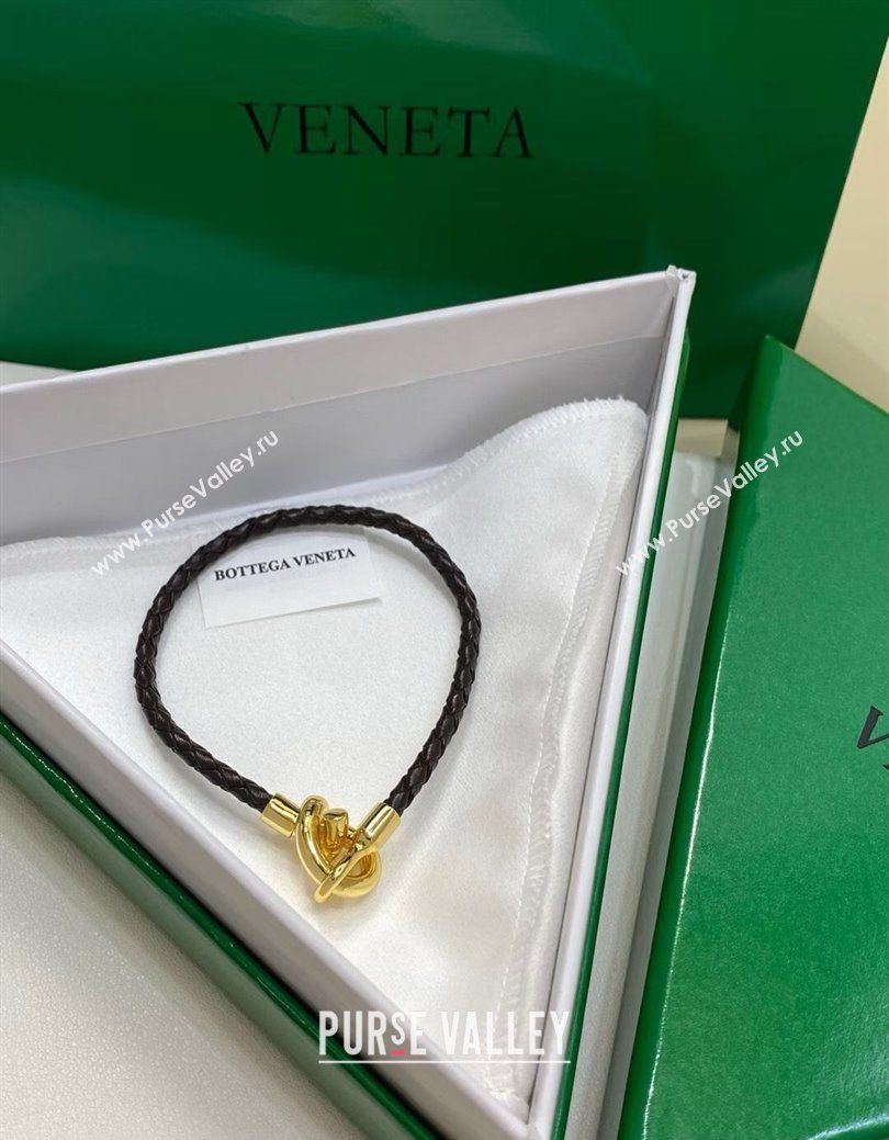 Bottega Veneta Leather Knot Bracelet Fondant Brown 2026 846029 (YF-260109010)