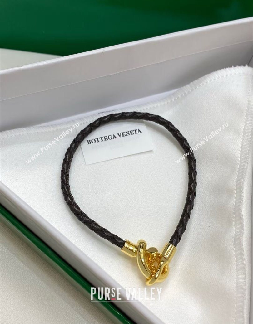 Bottega Veneta Leather Knot Bracelet Fondant Brown 2026 846029 (YF-260109010)