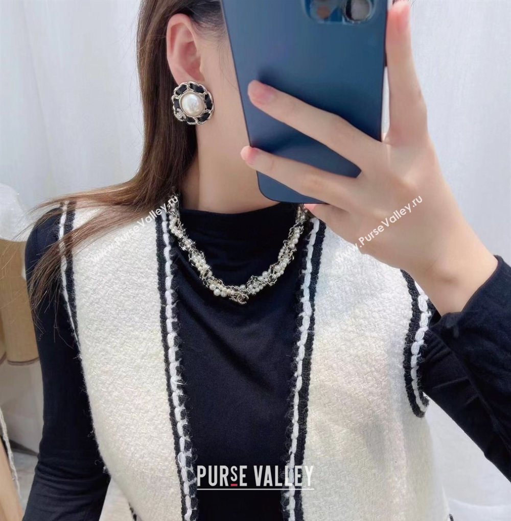 Chanel Round Studs Earrings Black Leather 2026 0109 (YF-260109044)