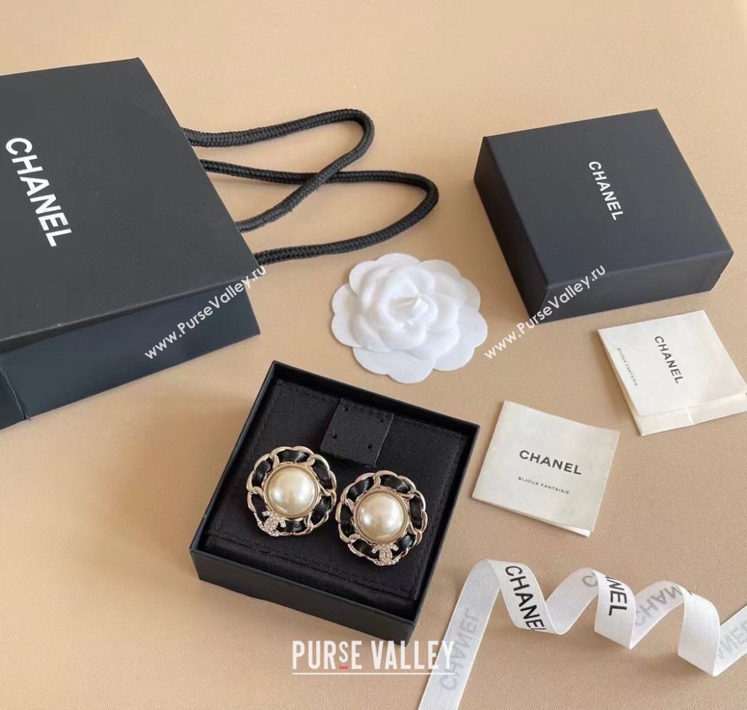 Chanel Round Studs Earrings Black Leather 2026 0109 (YF-260109044)