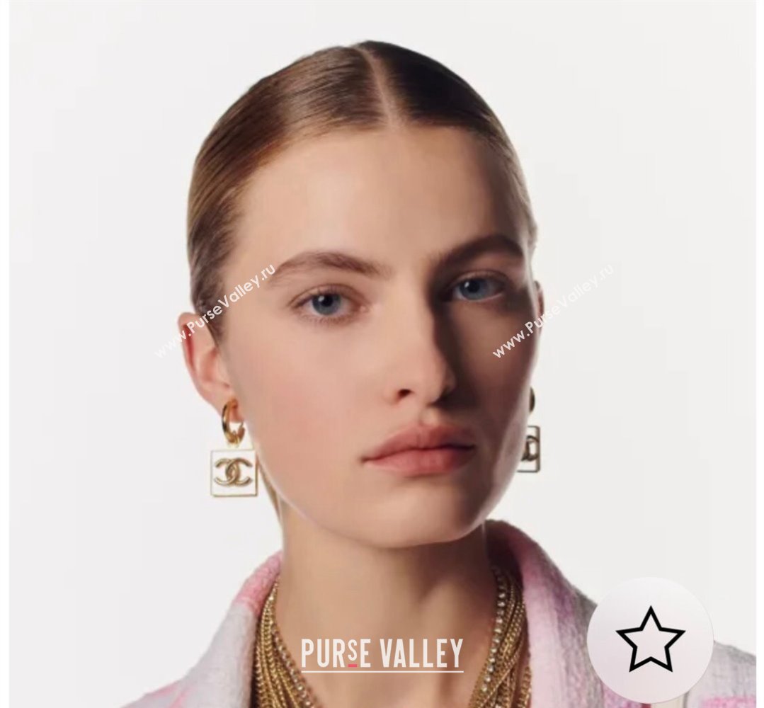 Chanel CC Short Earrings Clear/Gold 2024 0730 (YF-240730001)