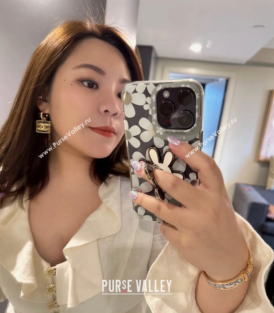 Chanel CC Short Earrings Clear/Gold 2024 0730 (YF-240730001)