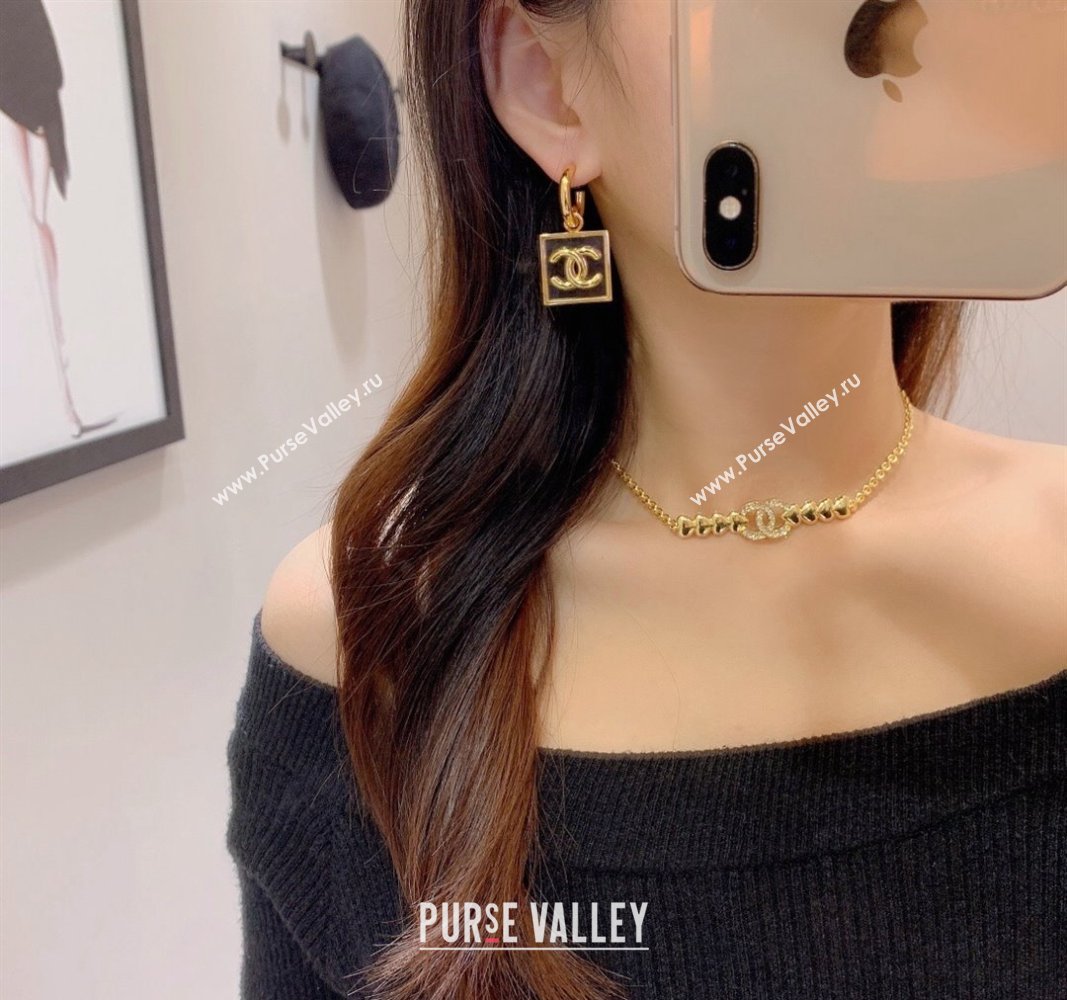 Chanel CC Short Earrings Clear/Gold 2024 0730 (YF-240730001)