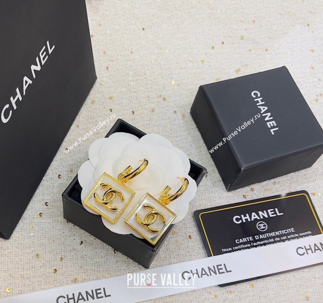 Chanel CC Short Earrings Clear/Gold 2024 0730 (YF-240730001)
