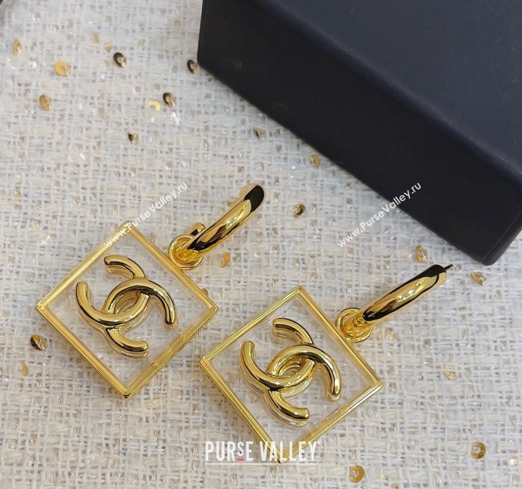 Chanel CC Short Earrings Clear/Gold 2024 0730 (YF-240730001)