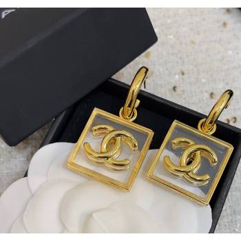 Chanel CC Short Earrings Clear/Gold 2024 0730 (YF-240730001)