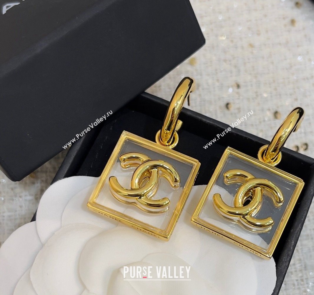 Chanel CC Short Earrings Clear/Gold 2024 0730 (YF-240730001)