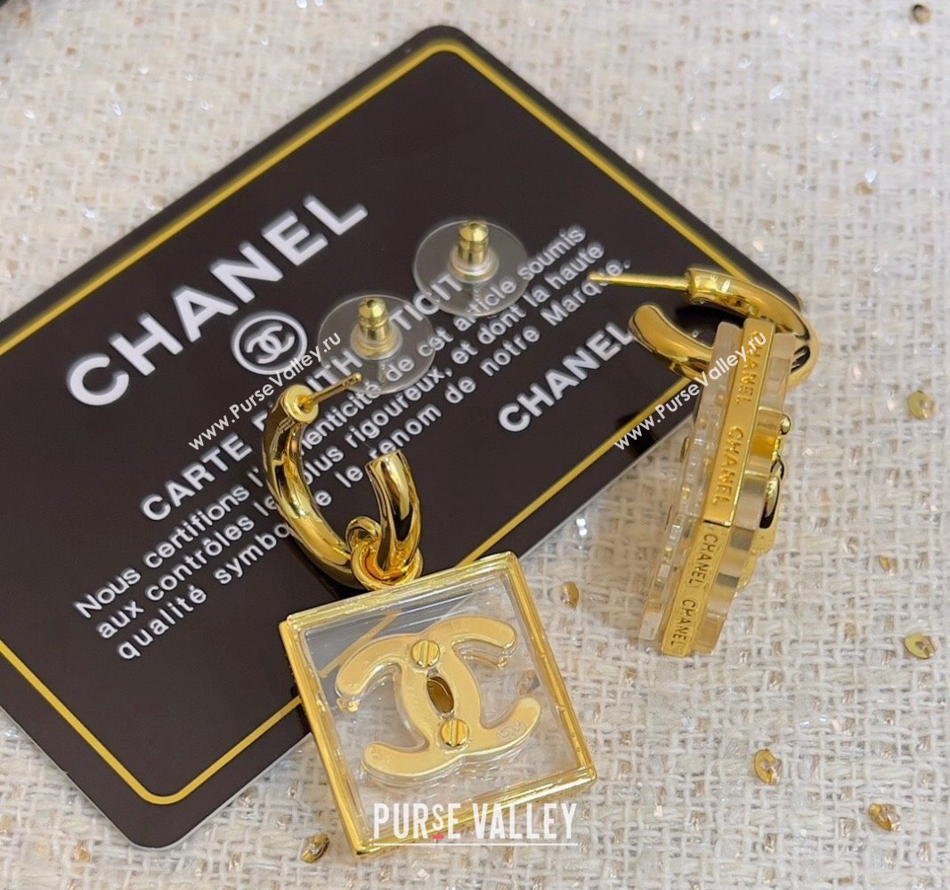 Chanel CC Short Earrings Clear/Gold 2024 0730 (YF-240730001)