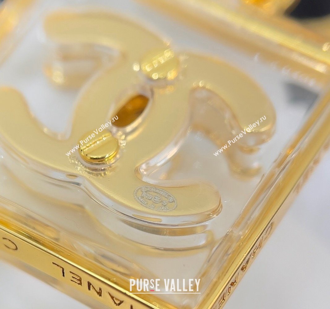 Chanel CC Short Earrings Clear/Gold 2024 0730 (YF-240730001)
