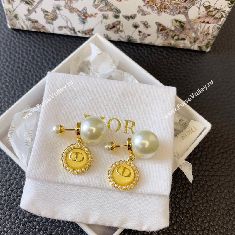 Dior Tribales Earrings with Pearls and Pendant Yellow 2024 0730 (YF-240730024)