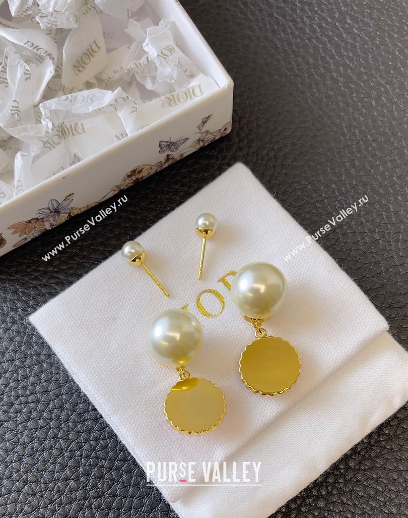 Dior Tribales Earrings with Pearls and Pendant Yellow 2024 0730 (YF-240730024)