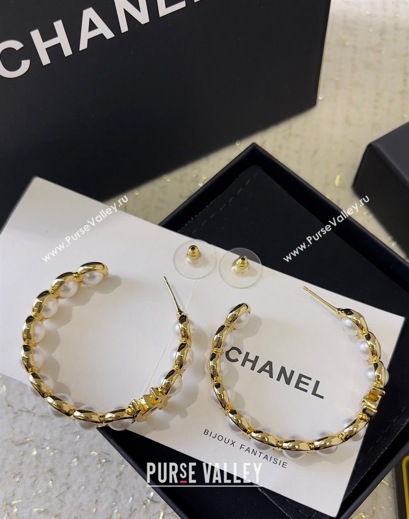 Chanel Pearls Hoop Earrings 2024 0730 (YF-240730034)