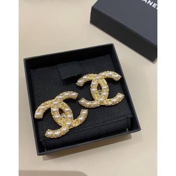 Chanel Large Pearls CC Earrings 2024 0730 (YF-240730035)