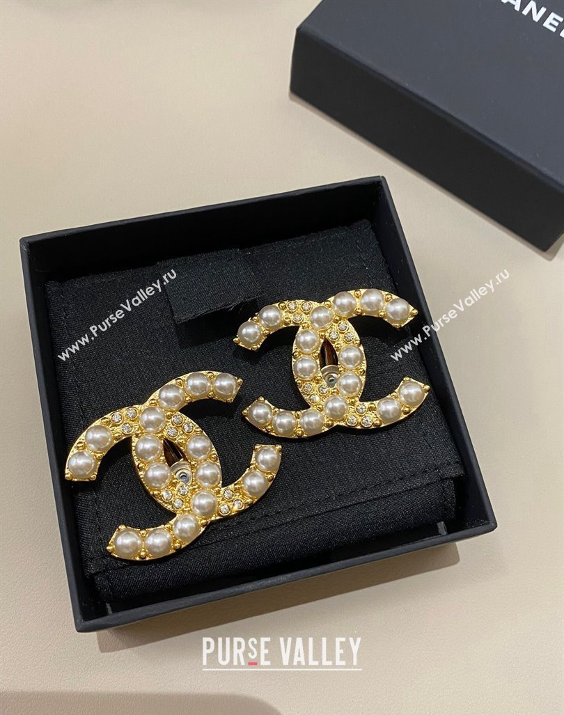 Chanel Large Pearls CC Earrings 2024 0730 (YF-240730035)