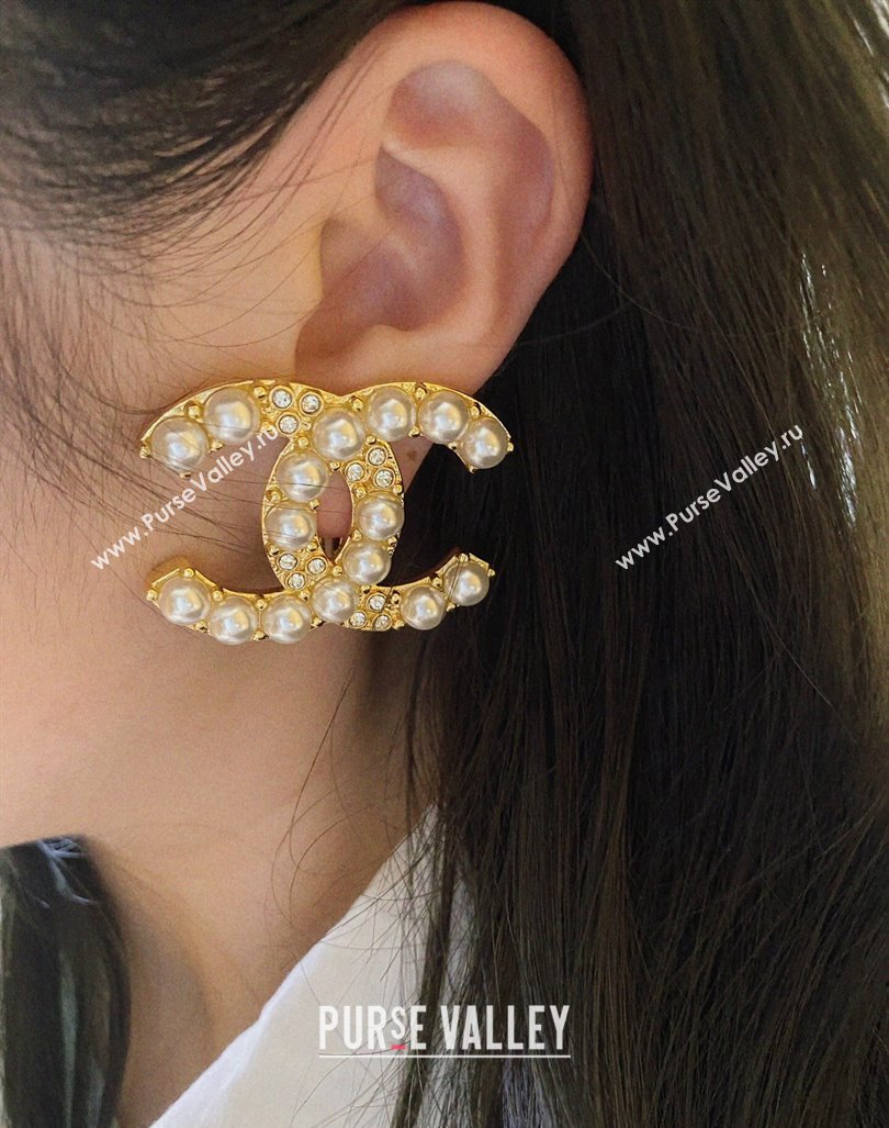 Chanel Large Pearls CC Earrings 2024 0730 (YF-240730035)