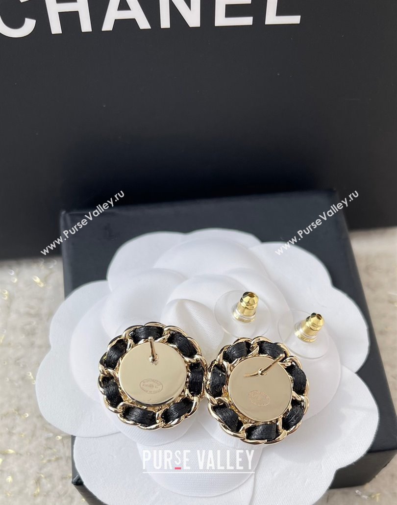 Chanel Chain Round Stud Earrings Black 2025 0113 (YF-250113076)