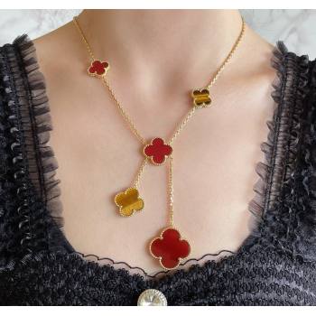 Van Cleef Arpels Magic Alhambra necklace, 6 motifs Red/Gold 2025 0114 (YF-250114087)