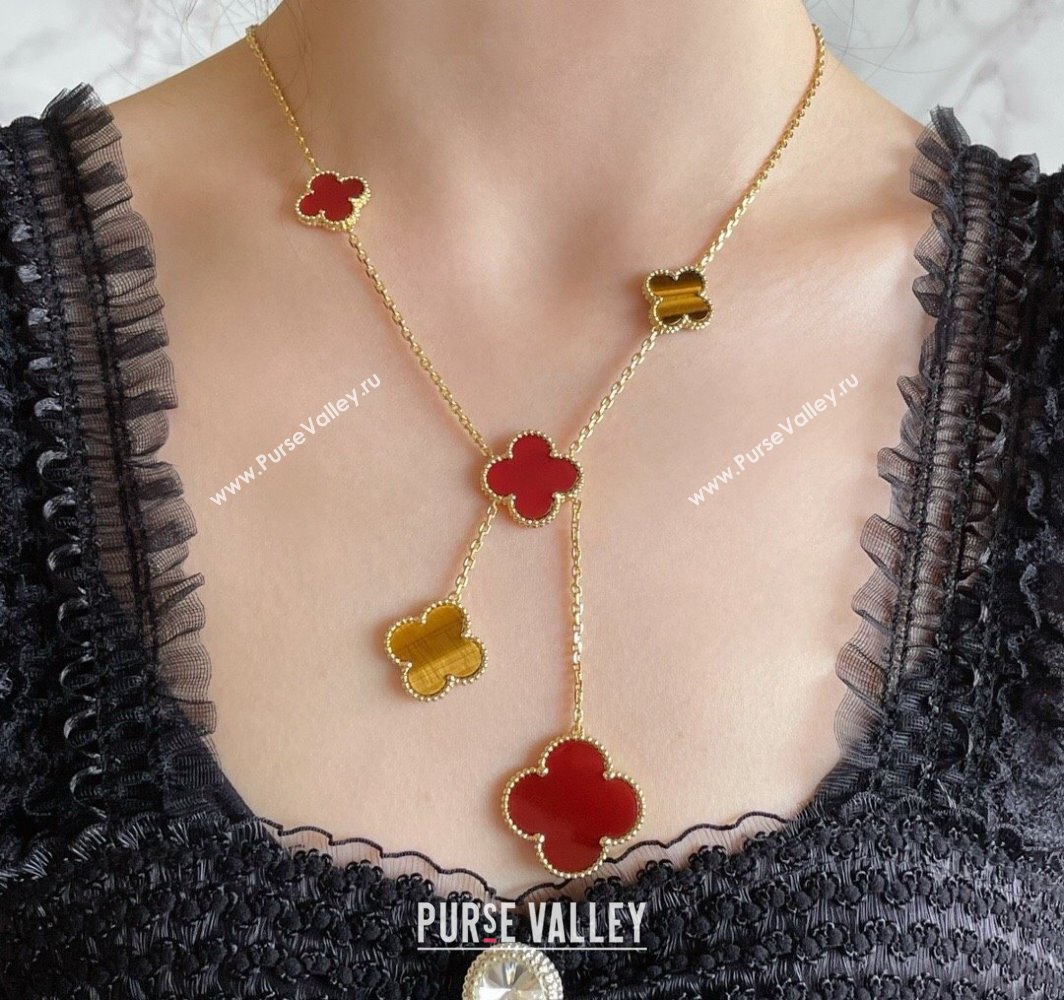 Van Cleef Arpels Magic Alhambra necklace, 6 motifs Red/Gold 2025 0114 (YF-250114087)