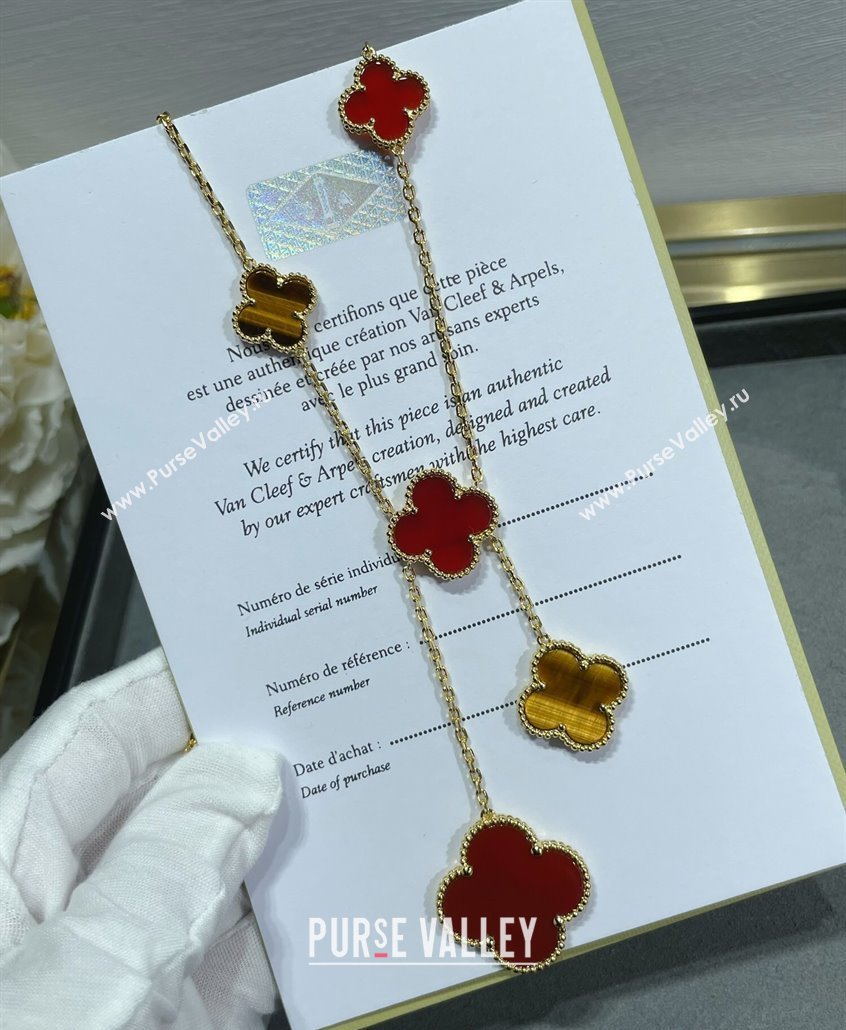 Van Cleef Arpels Magic Alhambra necklace, 6 motifs Red/Gold 2025 0114 (YF-250114087)