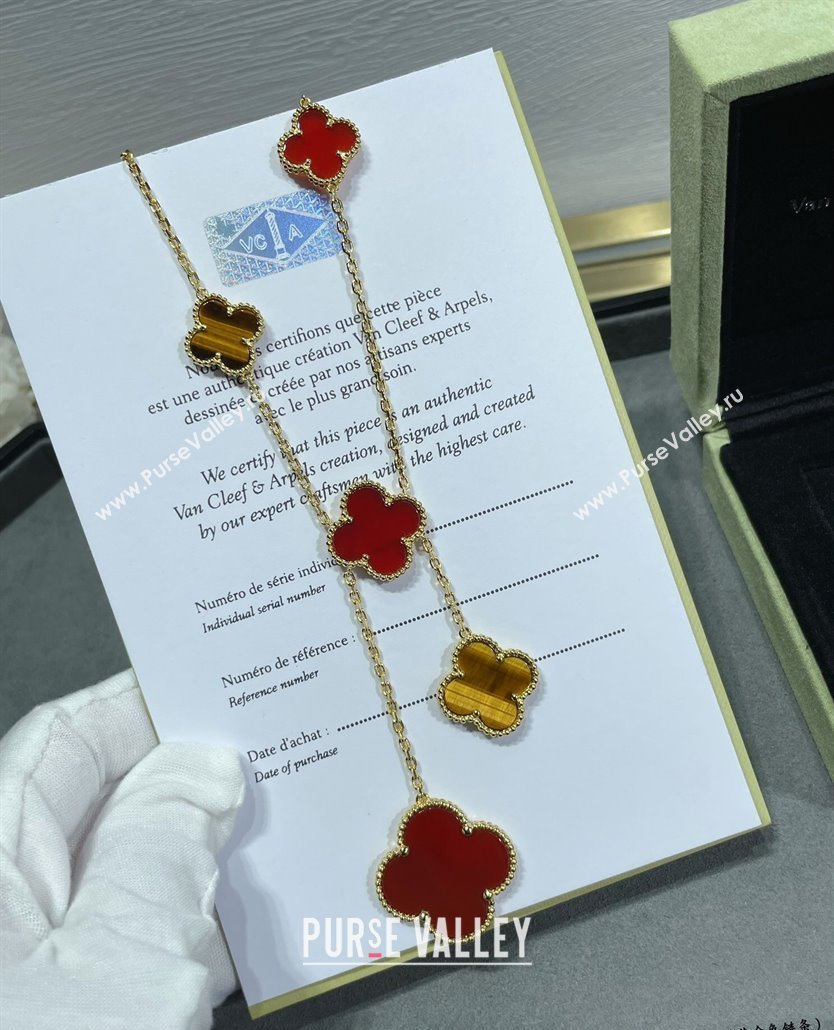 Van Cleef Arpels Magic Alhambra necklace, 6 motifs Red/Gold 2025 0114 (YF-250114087)
