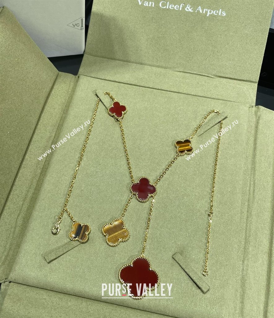 Van Cleef Arpels Magic Alhambra necklace, 6 motifs Red/Gold 2025 0114 (YF-250114087)