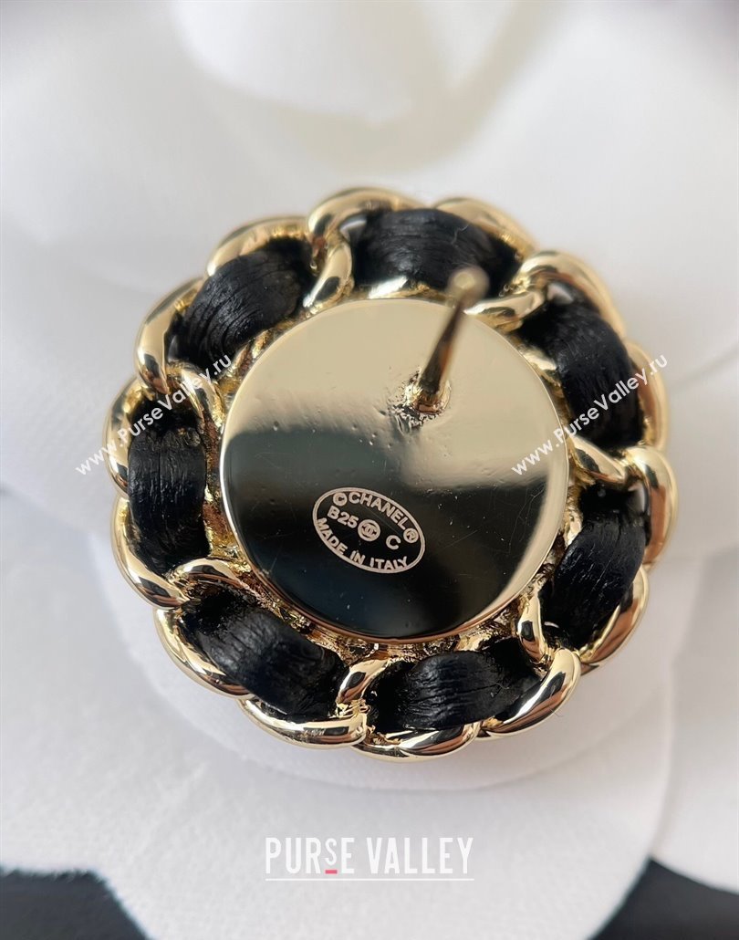 Chanel Chain Round Stud Earrings Black 2025 0113 (YF-250113076)