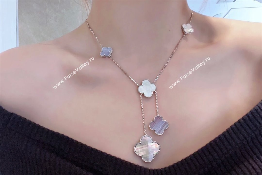 Van Cleef Arpels Magic Alhambra necklace, 6 motifs White/Grey 2025 0114 (YF-250114089)