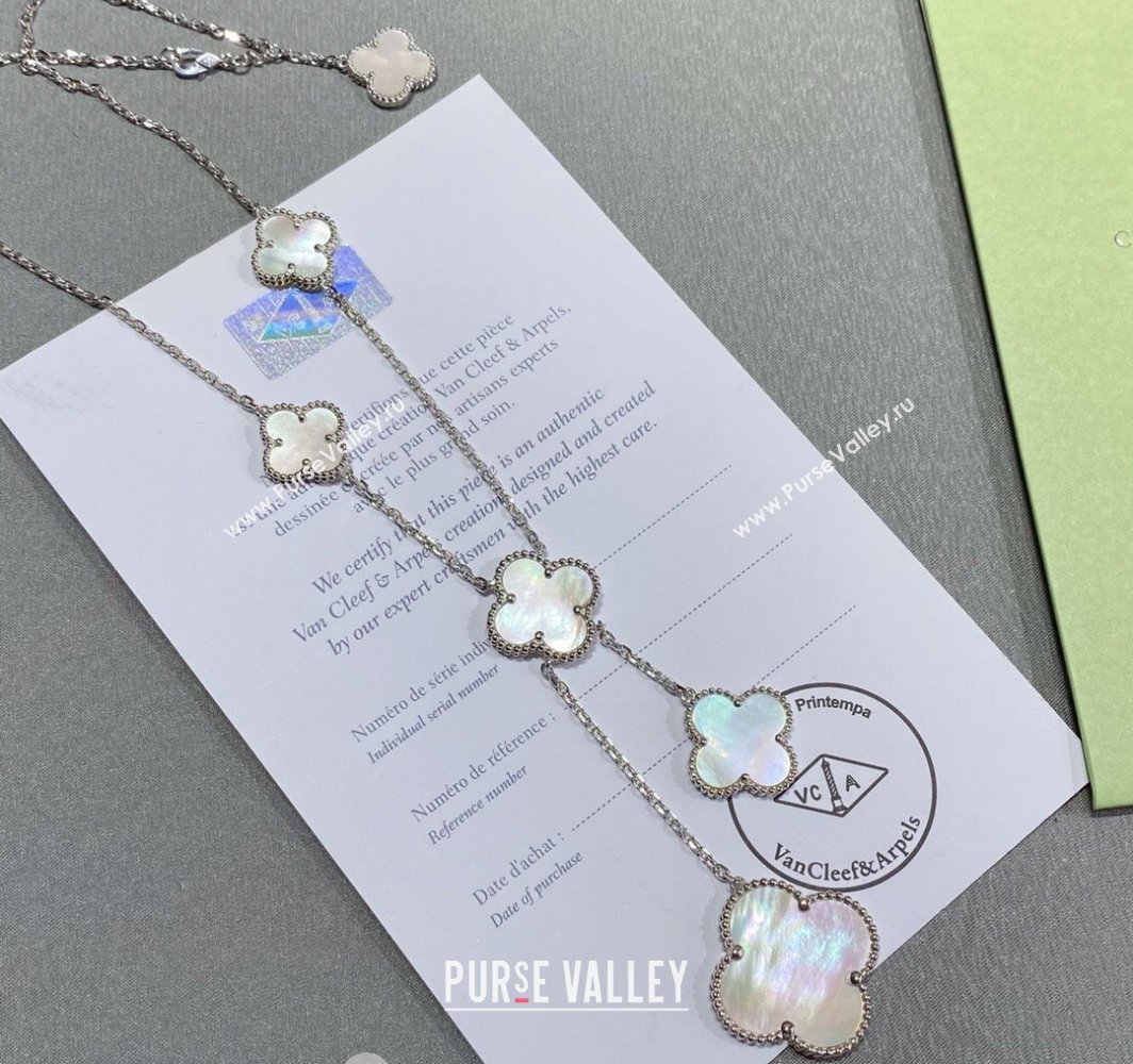 Van Cleef Arpels Magic Alhambra necklace, 6 motifs White/Silver 2025 0114 (YF-250114090)