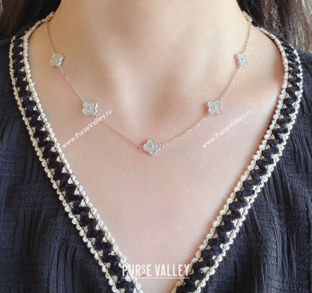 Van Cleef Arpels Vintage Alhambra necklace, 10 motifs with Full Strass 2025 0114 (YF-250114092)