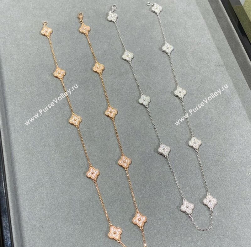 Van Cleef Arpels Vintage Alhambra necklace, 10 motifs with Full Strass 2025 0114 (YF-250114092)