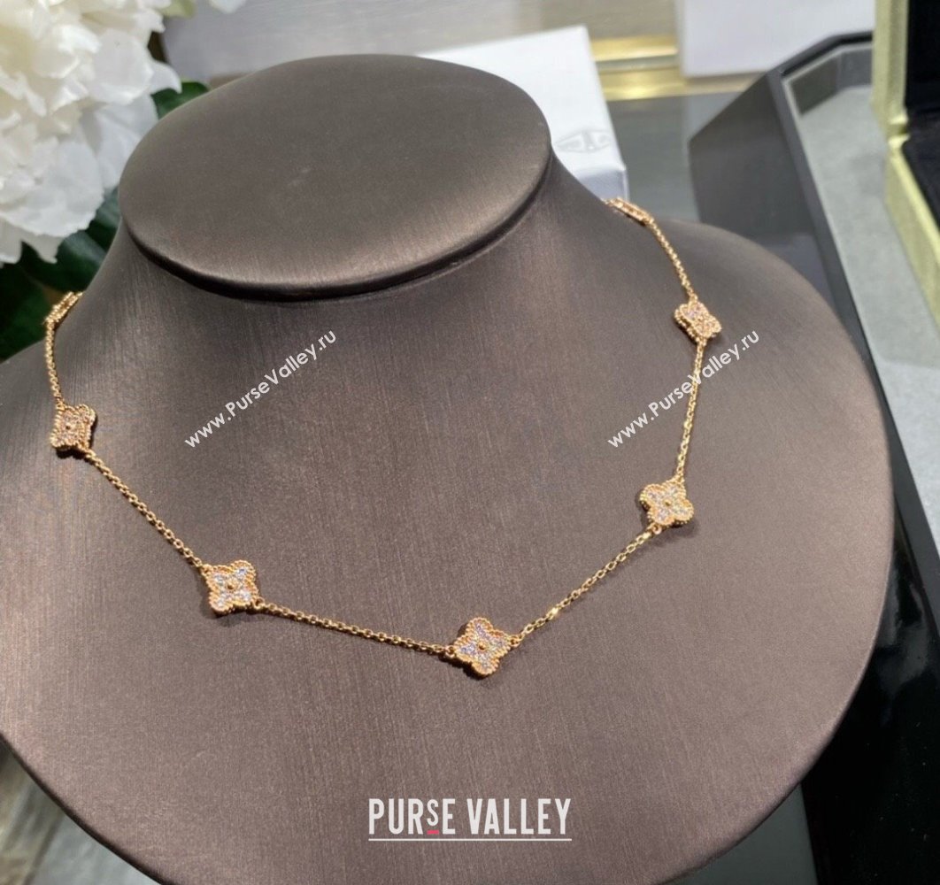 Van Cleef Arpels Vintage Alhambra necklace, 10 motifs with Full Strass 2025 0114 (YF-250114092)