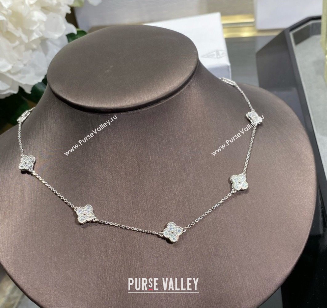 Van Cleef Arpels Vintage Alhambra necklace, 10 motifs with Full Strass 2025 0114 (YF-250114092)