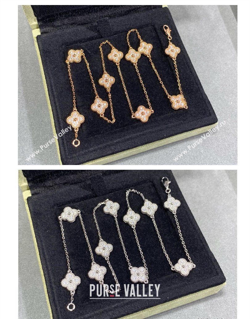 Van Cleef Arpels Vintage Alhambra necklace, 10 motifs with Full Strass 2025 0114 (YF-250114092)