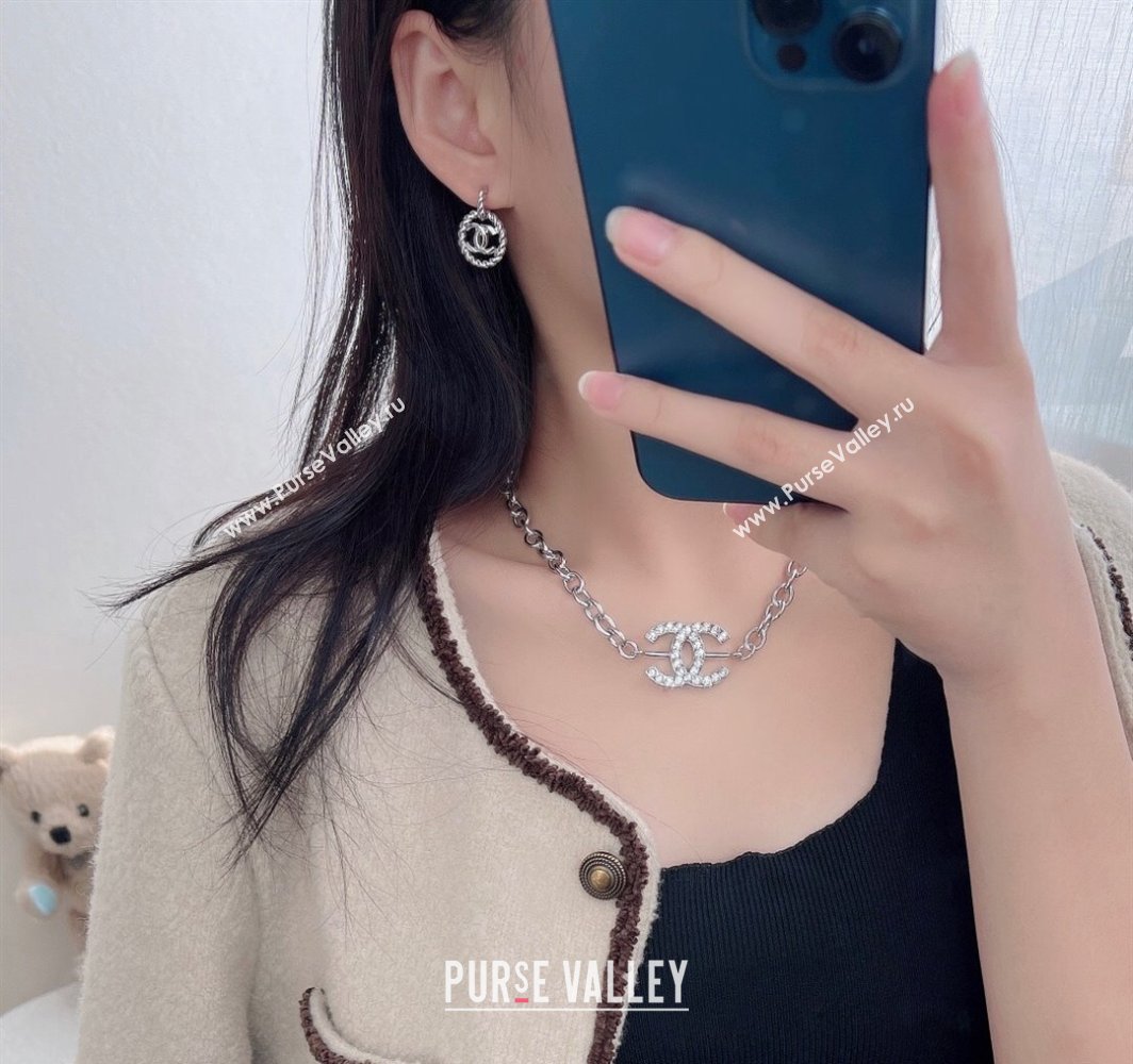 Chanel Pearls and Chain Short Necklace Black Lambskin Leather 2025 (YF-250113078)